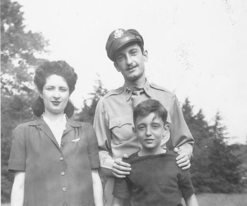 Capt. Stan Fine, wife Shirley, and Norman Fine, 1945